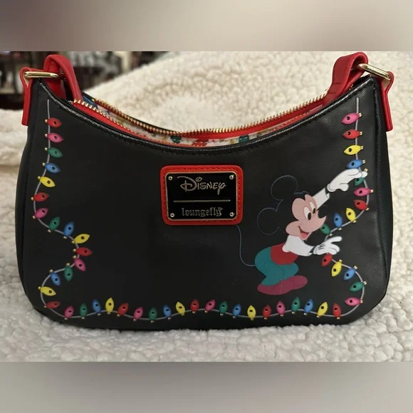 Loungefly Mickey Mouse & Friends Holiday Lights Crossbody & Wallet - LIGHTS UP! - Picture 4 of 11